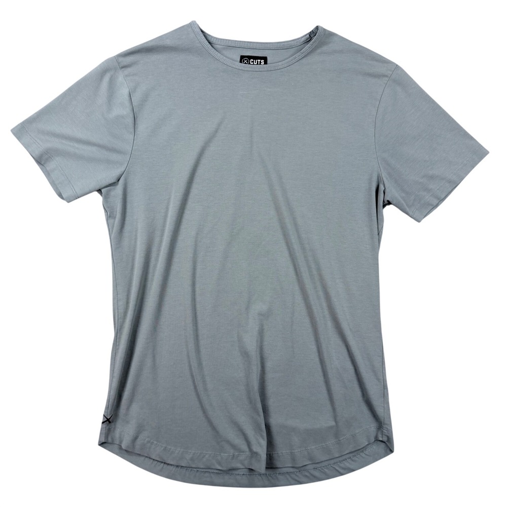 Cuts Clothing Men Grey Sage PYCA Pro Curve-Hem Short Sleeve T-Shirt L103